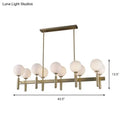 GobekUsa Contemporary 10-Light Pendant with Gold Linear Design and White Glass Shades – Island Ceiling Light Fixture