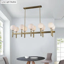 GobekUsa Contemporary 10-Light Pendant with Gold Linear Design and White Glass Shades – Island Ceiling Light Fixture