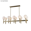 GobekUsa Contemporary 10-Light Pendant with Gold Linear Design and White Glass Shades – Island Ceiling Light Fixture