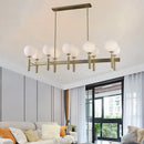 GobekUsa Contemporary 10-Light Pendant with Gold Linear Design and White Glass Shades – Island Ceiling Light Fixture