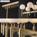 GobekUsa Contemporary 10-Light Pendant with Gold Linear Design and White Glass Shades – Island Ceiling Light Fixture