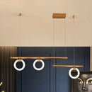 GobekUsa Modern Metal Chandelier Lamp - Round & Linear Design, LED Gold Hanging Light Kit - 33.5"/39"/47" Wide - Warm/White Light