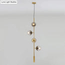 GobekUsa Modern Gold Linear Chandelier with Smoke Gray Glass Shades - 4-Light Metal Hanging Fixture