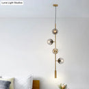 GobekUsa Modern Gold Linear Chandelier with Smoke Gray Glass Shades - 4-Light Metal Hanging Fixture