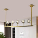 GobekUsa 5-Head Linear Crystal Ball Pendant Light in Gold - Elegant Dining Room Ceiling Fixture