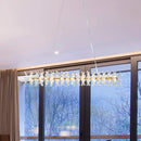 GobekUsa Contemporary Linear Crystal Island Lamp with 16 Hanging Lights - Perfect for Living Room