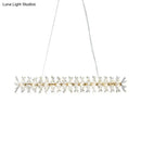 GobekUsa Contemporary Linear Crystal Island Lamp with 16 Hanging Lights - Perfect for Living Room