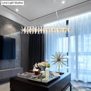 GobekUsa Contemporary Linear Crystal Island Lamp with 16 Hanging Lights - Perfect for Living Room