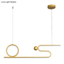 GobekUsa Minimalist Gold Linear LED Island Lighting for Restaurants - Metal Ceiling Hang Lamp