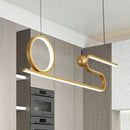 GobekUsa Minimalist Gold Linear LED Island Lighting for Restaurants - Metal Ceiling Hang Lamp