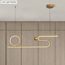 GobekUsa Minimalist Gold Linear LED Island Lighting for Restaurants - Metal Ceiling Hang Lamp