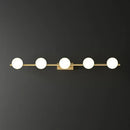GobekUsa Sleek Gold Linear Vanity Wall Light with Milky Ball Glass Sconce for Bathroom