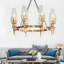 GobekUsa Gold Lustre Glass Chandelier: Modern Luxury Pendant for Living, Dining, Bedroom