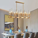 GobekUsa Gold Lustre Glass Chandelier: Modern Luxury Pendant for Living, Dining, Bedroom