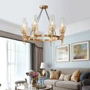 GobekUsa Gold Lustre Glass Chandelier: Modern Luxury Pendant for Living, Dining, Bedroom