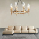 GobekUsa Gold Lustre Glass Chandelier: Modern Luxury Pendant for Living, Dining, Bedroom