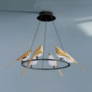 GobekUsa Gold Magpie Bird Ceiling Chandelier: Modern Home Interior Lighting for Living Dining Kitchen