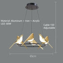 GobekUsa Gold Magpie Bird LED Ceiling Chandelier for Dining Room Decor