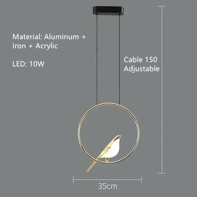 GobekUsa Gold Magpie Bird LED Ceiling Chandelier for Dining Room Decor, photo 11 of 15