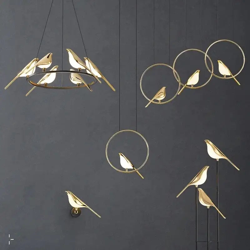 GobekUsa Gold Magpie Bird LED Ceiling Chandelier for Dining Room Decor, photo 4 of 15