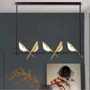 GobekUsa Gold Magpie Bird Ceiling Chandelier | Modern LED Ring Light for Dining Room & Decor