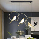 GobekUsa Gold Magpie Bird Ceiling Chandelier | Modern LED Ring Light for Dining Room & Decor