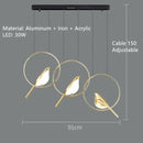 GobekUsa Gold Magpie Bird Ceiling Chandelier | Modern LED Ring Light for Dining Room & Decor