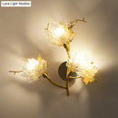 GobekUsa Modern Gold Maple Leaf Glass Sconce - Clear 3-Light Wall Fixture for Dining Room Lighting