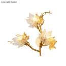 GobekUsa Modern Gold Maple Leaf Glass Sconce - Clear 3-Light Wall Fixture for Dining Room Lighting