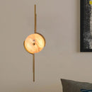 GobekUsa Modern Gold Round LED Wall Light with Marble Accents - Ideal for Bedroom