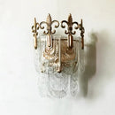 GobekUsa Minimalist Brass Wall Light: Tiered Scalloped Crystal Fixture with 3 Bulbs