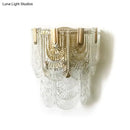 GobekUsa Minimalist Brass Wall Light: Tiered Scalloped Crystal Fixture with 3 Bulbs
