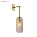 GobekUsa Golden Cylinder Wall Lamp with Clear Glass Sconce - Simple Bedroom Lighting Fixture