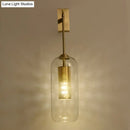 GobekUsa Golden Cylinder Wall Lamp with Clear Glass Sconce - Simple Bedroom Lighting Fixture