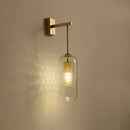 GobekUsa Golden Cylinder Wall Lamp with Clear Glass Sconce - Simple Bedroom Lighting Fixture