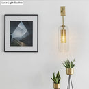 GobekUsa Golden Cylinder Wall Lamp with Clear Glass Sconce - Simple Bedroom Lighting Fixture