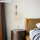 GobekUsa Golden Cylinder Wall Lamp with Clear Glass Sconce - Simple Bedroom Lighting Fixture
