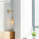 GobekUsa Golden Cylinder Wall Lamp with Clear Glass Sconce - Simple Bedroom Lighting Fixture