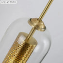 GobekUsa Golden Cylinder Wall Lamp with Clear Glass Sconce - Simple Bedroom Lighting Fixture