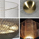 GobekUsa Gold Mesh Grid Ceiling Chandelier: Dimmable LED Indoor Lighting