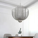 GobekUsa Gold Mesh Grid Ceiling Chandelier: Dimmable LED Indoor Lighting