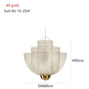 GobekUsa Gold Mesh Grid Ceiling Chandelier: Dimmable LED Indoor Lighting