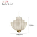 GobekUsa Gold Mesh Grid Ceiling Chandelier: Dimmable LED Indoor Lighting