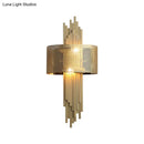 GobekUsa Modern 2-Head Gold Wall Sconce Lamp with Mesh Drum Shade