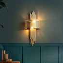 GobekUsa Modern 2-Head Gold Wall Sconce Lamp with Mesh Drum Shade