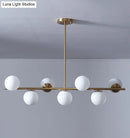GobekUsa 7-Light Modern Gold Metal Island Pendant with Spherical White Glass - Ideal for Dining Table