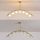 GobekUsa Modern Gold Metal Pendant Lighting with Glass Spherical Shade - Ideal for Dining Table or Island Ceiling