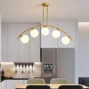 GobekUsa Modern Gold Metal Pendant Lighting with Glass Spherical Shade - Ideal for Dining Table or Island Ceiling
