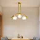 GobekUsa Modern Gold Metal Pendant Lighting with Glass Spherical Shade - Ideal for Dining Table or Island Ceiling
