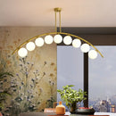 GobekUsa Modern Gold Metal Pendant Lighting with Glass Spherical Shade - Ideal for Dining Table or Island Ceiling
